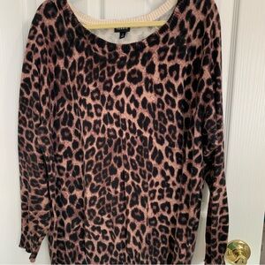 Torrid Pink and Black Leopard print Crew Neck Sweater